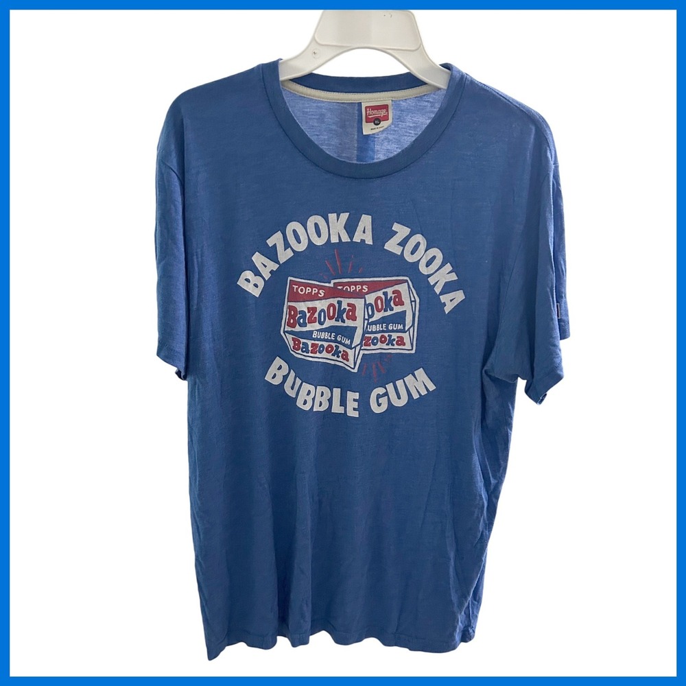 Homage Bazooka Zooka Bubble Gum Graphic T-Shirt Blue Tri-Blend Mens XL Topps